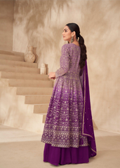 Purple Georgette Sharara Set with Embroidery