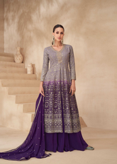 Lavender Purple Georgette Sharara Suit Set
