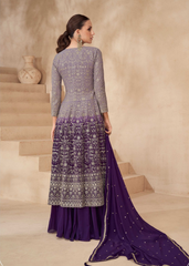 Lavender Purple Georgette Sharara Suit Set