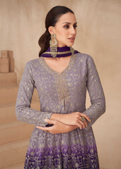 Lavender Purple Georgette Sharara Suit Set