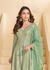 Light Green Georgette Sharara Suit Set