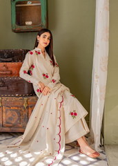 Floral Cotton Suit Set with Latkan Neckline & Dupatta