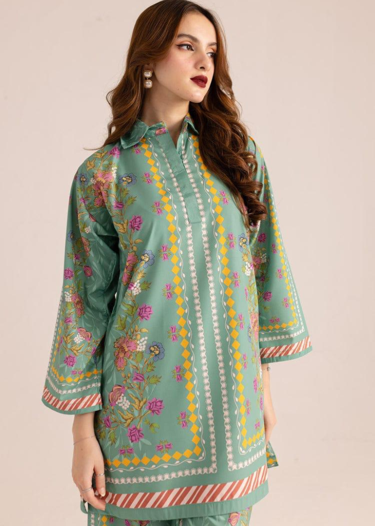 Floral Digital Print Coord Set in Blue Butter Cotton