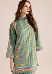 Floral Digital Print Coord Set in Blue Butter Cotton