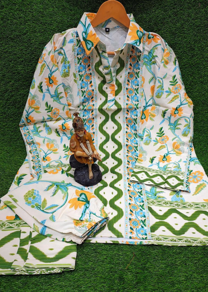 Yellow & Green Floral Cotton Coord Set