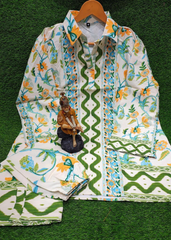 Yellow & Green Floral Cotton Coord Set