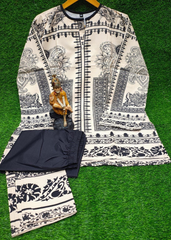 Beige & Black Digital Printed Coord Set