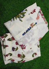 Floral Cotton A-Line Kurti Set with Lace Work